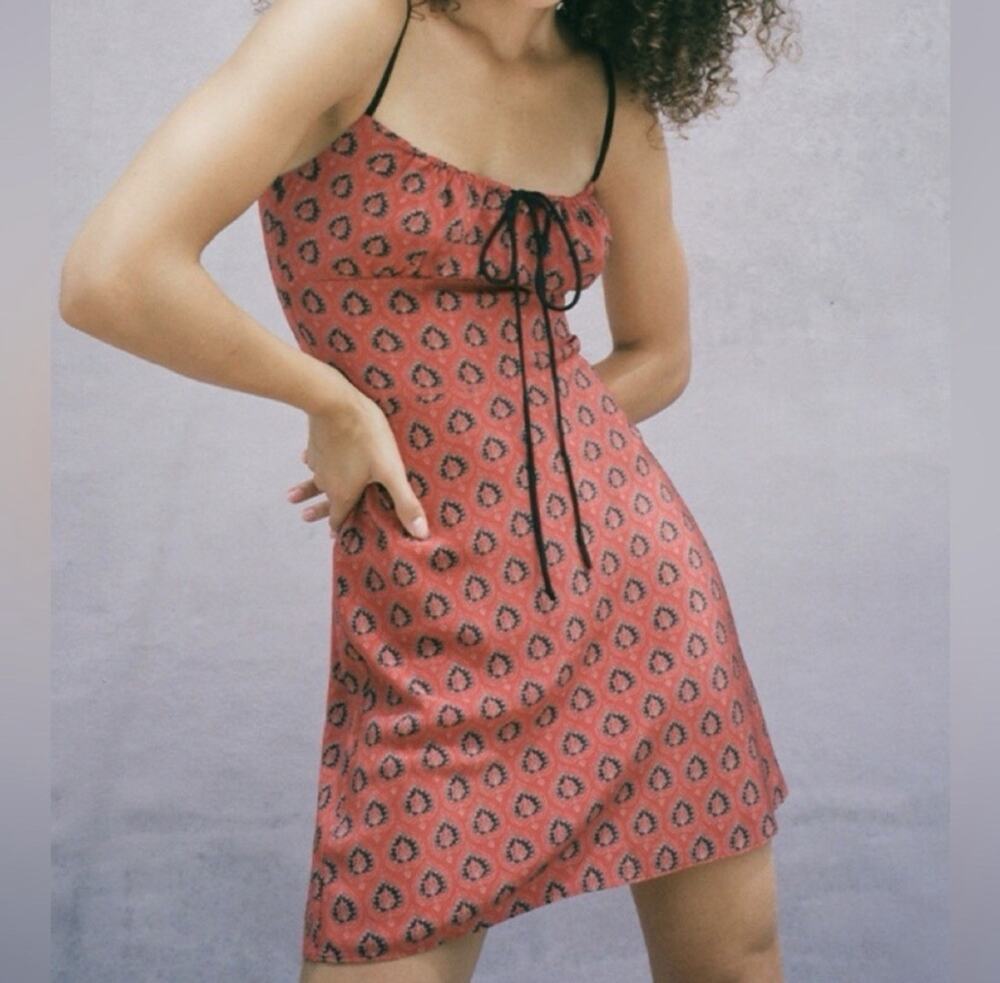Realisation Par The Inez in Fortune mini dress red and black Silk XS
